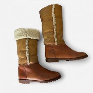 Vintage Tan Shearling Lined Winter Boots